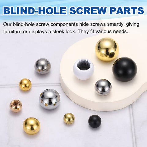 12 Pack M5 Threaded Ball Knobs With Spacers, 12mm Ball Nuts And Nut Caps, Carbon Steel, Gold Finish, DIY hardware on display