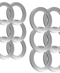 12 Piece Drain Plug Washer Set For Oil Change And Transmission Service M18 M20 OEM 94109 20000 And 90471 PX4 000 For Honda Acura Full Fluid Service All In One Kit For Quick Oil Changes And Routine Maintenance, stainless steel washers arranged in two stacks, front view close-up.