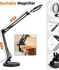10X Magnifying LED Lamp With Optical Glass Lens 4.3 Inch Clamp On Craft Light showing adjustable arm and clamp detail