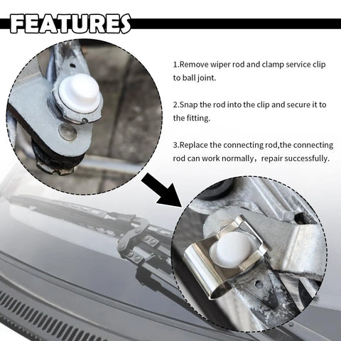 Heavy Duty Windshield Wiper Linkage Clip Set Keeps Linkage From Popping Off Universal Wiper Assembly Clip For Most Cars Durable Car Accessories Easy Install 2 Pack on wiper ball joint