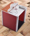 Heavy Duty Aluminum Router Table Insert Plate For Woodworking Engraving And Trimming Machines Quick Install Sliding Base Kit Shop Ready, showing detailed setup on wooden surface.