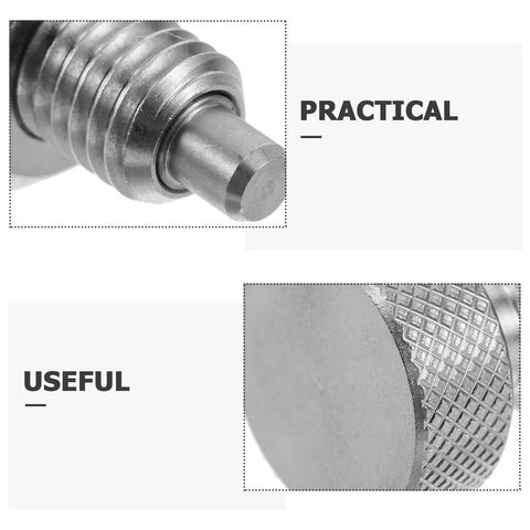 Close-up of Self-Locking Stainless Steel Spring Plunger Pin With M10 Thread And Knurled Handle, highlighting precision and grip.