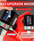 Automatic portable fuel transfer pump by Amazon; battery/USB-C powered with 4 can adapters, front view.
