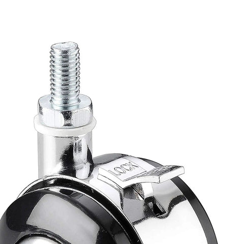 Close-up of Heavy Duty 1.5 Inch Swivel Caster Wheels With Brakes For Home Furniture showing brake lock and zinc alloy construction.