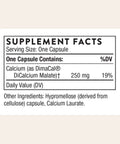 Supplement facts label for Calcium Chelate Complex For Strong Bones With DimaCal For Enhanced Absorption And Bone Density Support