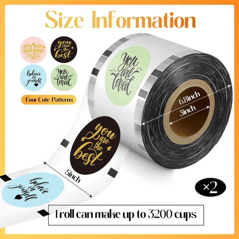 Two Roll Cup Sealer Film Sealing Machines 90-105 Mm Fits 16 Oz Cups Bubble Tea Coffee Juice Soda Cafes Restaurants