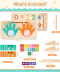 TOT APPROVED INTERACTIVE NUMBER BLOCKS WITH TALKING FEATURES SMOOTH MONTESSORI FINGER COUNTING MATH TOY SET KICKSTARTS EFFORTLESS ADDITION SUBTRACTION PRACTICE VIA COLORFUL FLASH CARDS FOR TODDLER BRAIN BOOSTING, includes 11 blocks, pen, cards, and tiles.