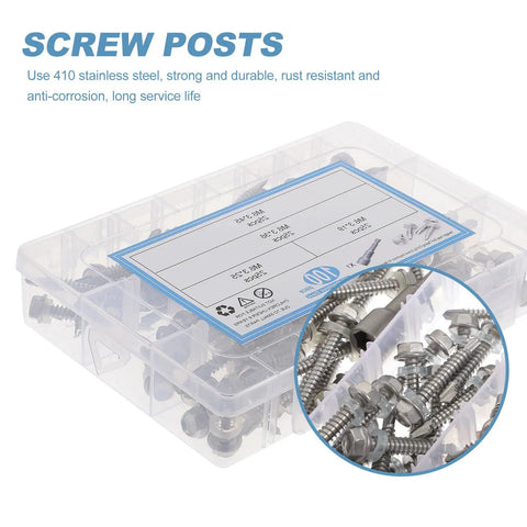 100 Piece 410 Stainless Steel Socket Head Set Screw Assortment Kit For Household Appliances And Electronics, rust resistant box