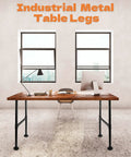Industrial Pipe Table Legs 30 Inch Grey Steel 2 Pack for Coffee and End Tables with wood top in modern office setting