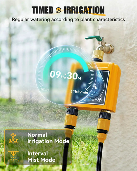 2 Zone WiFi Hose Timer With Brass Inlet And Outlet, Smart Sprinkler Controller for Lawn Care in timed irrigation mode