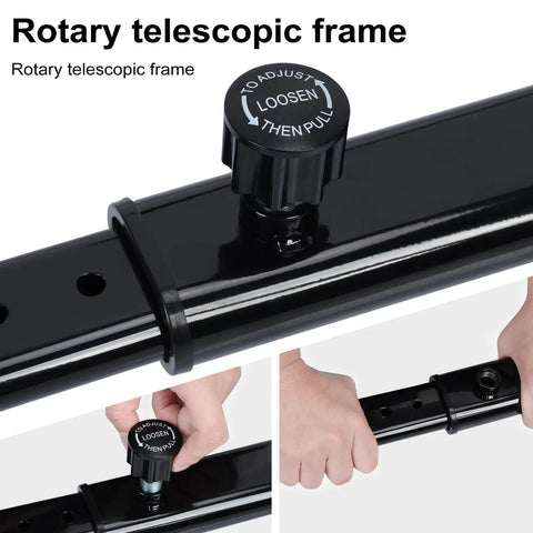 Close-up of rotary telescopic frame on Hoverboard Seat Attachment With Adjustable Straps Go Kart Conversion For Adults And Kids