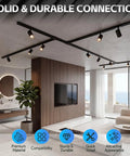 Living room with 26Ft Black H Track Lighting Rails Complete H Style Track Lighting Kit 3 Wire ceiling installation