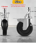 Tough As Nails 5 Inch Scaffolding Wheels Set Of Four swivel caster with 1 inch round stem shown with size measurements.