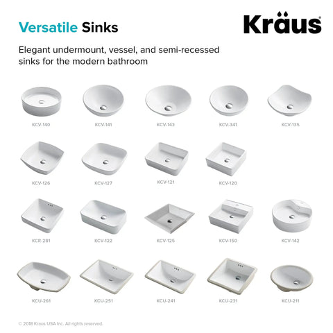 Collection of versatile sinks including Elavo Round Vessel White Porcelain Ceramic Bathroom Sink 16 Inch for modern bathrooms