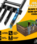 Manual Lawn Aerator With 4 Core Plugs And Hollow Tine Design for Compact Soils showing coring sections and slope top design.