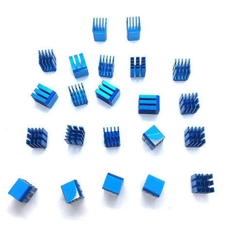 Easy No Fuss Passive Cooling Heatsink Kit With Thermal Conductive Tape, 22 blue aluminum heatsinks for 3D printer controllers