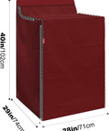 Red waterproof washer and dryer cover with zipper, two pack, for front and top load machines, 29x28x40 inches, all weather protection.