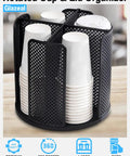Rotatable Cup And Lid Dispenser With Four Compartments Holds Up To 80 Cups For 5 Oz To 16 Oz Cups And Lids on countertop