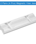 Two Pairs Five Inch Aluminum Vise Jaws With Magnetic V Type Soft Rubber Pads for steady grip, silver, isolated view.