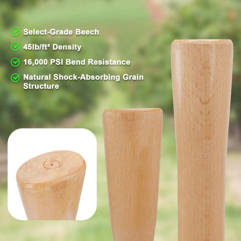 Two Pack Beech Wood 35 Inch Pick Axe Handle Replacement For Heavy Duty Pickaxe And Mattock Tools with select-grade beech