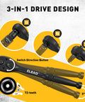 3-in-1 drive design of Beefy 37-Piece Torx Bit Socket Set With Three Drive Sizes, showing ratchet wrench and adapters