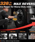 Powerful Cordless Impact Wrench For DeWalt Battery Pumping Gnarly 1328 Ft Lbs Torque used on truck lug nut, showing max torque performance.