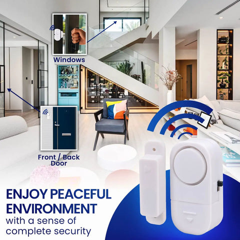 Piercing Alarm Home Security System 4 Pack Magnetic Sensor Easy To Install No Wires No Tools Required Protects Doors Windows Cabinets Gates And More Keeps Your Family Safe