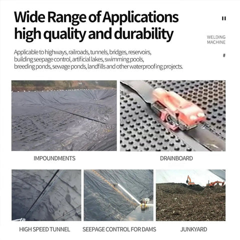 Wide range of applications for Tough As Nails Pro Grade Hot Wedge Plastic Welder For Pond Liners And HDPE Geomembrane Sealing With 1100W Crawling Rig And Dual Rubber Wheels For PVC PE EVA Sheets.