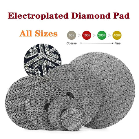 Electroplated Diamond Sanding Paper Sheet Pad 60 Grit 4 Inch Hook And Loop Backing For Metal Glass Porcelain Ceramic Hand Polishing