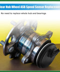 Rear Hub ABS Speed Sensor Cap For 2019 To 2023 Kia Forte 2018 To 2020 Hyundai Elantra GT with hub assembly, black cap.