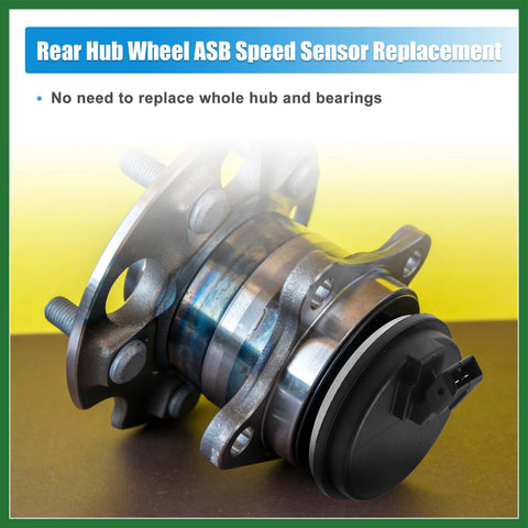 Rear Hub ABS Speed Sensor Cap For 2019 To 2023 Kia Forte 2018 To 2020 Hyundai Elantra GT with hub assembly, black cap.