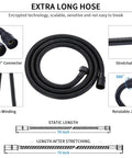 Image showing the extra long 70 inch flexible hose for High Pressure Handheld Shower Head With 6 Spray Settings with detailed connectors.