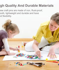Mother and child using All In One Dope Craft Fasteners Set From Mudder With 100 Brass Paper Fasteners and colorful washers for DIY project.