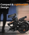Folded Folding Electric Bike For Adults And Teens Portable 14 Inch Commuter Ebike With 500W Peak Motor Matte Black Design