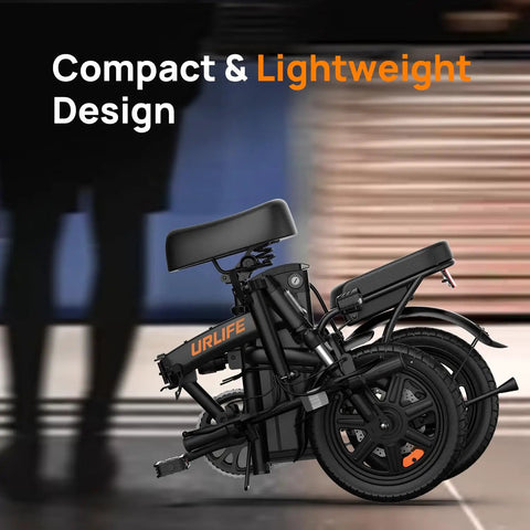 Folded Folding Electric Bike For Adults And Teens Portable 14 Inch Commuter Ebike With 500W Peak Motor Matte Black Design