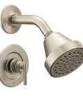 Gibson Brushed Nickel Eco-Performance Modern Shower Trim with showerhead and lever handle, Posi-Temp valve, T2902EPBN