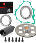 Flywheel Puller And Starter Clutch Kit With Idler Gear, One Way Bearing, And Gasket For Yamaha Grizzly Kodiak 400 450 And Wolverine 450 ATV