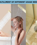 Brass High Pressure Handheld Shower Head Set in Brushed Gold Arc Design used for bathing and showering, multi-angle spray.