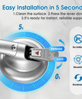 19 Inch Shower Suction Grab Bar With Tool Free Install Portable Bath Handle Heavy Duty Grip Rapid Release Suction Cup No Drill Safety Bar For Bathroom Supports Up To 300 Lb Great For Seniors showing easy installation process