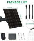 Package contents of 10W Trail Camera Solar Charger With 10400mAh Battery For Security And Trail Cams showing cables and mount.