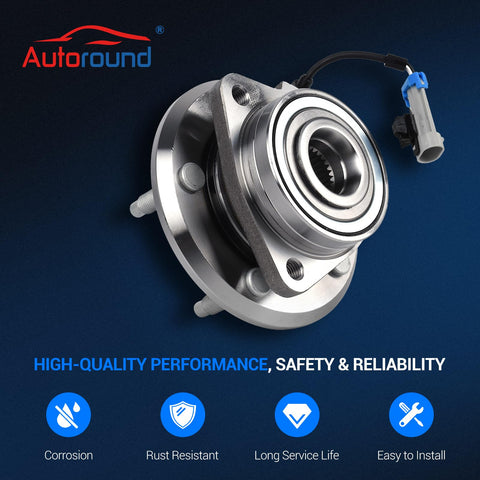 Front Wheel Hub Assembly 5-Lug with ABS for Chevy Equinox 07-09, Captiva Sport 12-15, Saturn Vue 08-10, Pontiac Torrent 07-09, Suzuki XL-7 513276 Replacement Bearing and Hub, side view