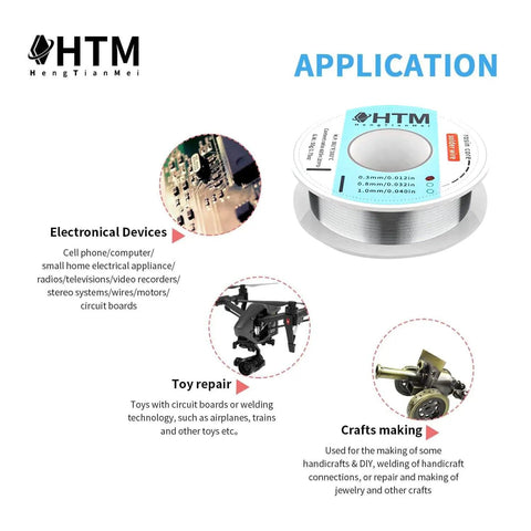 63/37 Rosin Core Tin Lead Solder Wire For Electronics Soldering 0.3mm Diameter 50g Flux 1.8 Percent displayed with application uses