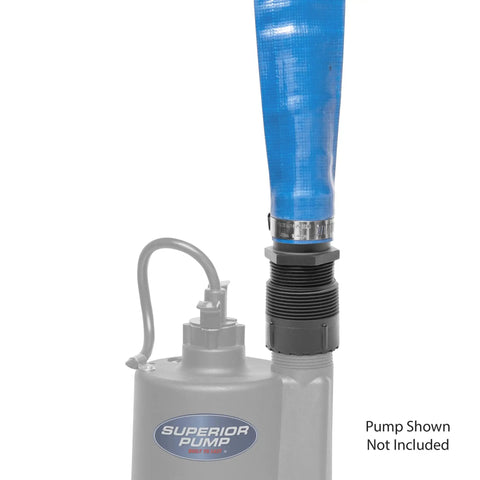 Lay-Flat Discharge Hose Kit 1-1/2 Inch by 25 Foot PVC Hose With Adapters for sump pumps, attached to pump (not included)
