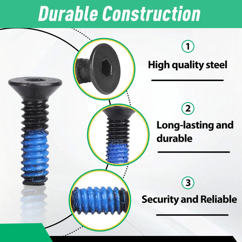 Close-up of a screw from 32 Pcs RMR Red Dot Screw Pack For Optics Ready Pistols And RMR Mounts 17 19 26 34 MOS Brownells Slides.