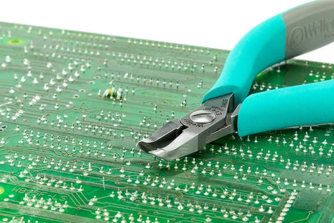 5 Inch Angled Tip Cutter With Ergonomic Co Molded Grip For SMT Lead Trimming on circuit board, Durable Eremadium Tool Steel