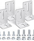 4 Pack Heavy Duty Garage Door Track Jamb Brackets J6 Replacement For Reinforcement And Support Built From Steel Fits Most Doors Up To Two Inches Thick With Easy Install And Long Lasting Performance, showing all brackets and hardware.