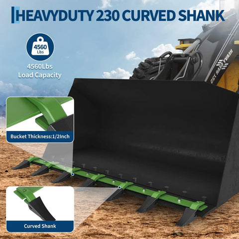 Beefy Bucket Tooth Bar For Tractor And Skid Steer Loader Bolt On No Drill Install 4560 Lbs Capacity 7 Replaceable Teeth Fits