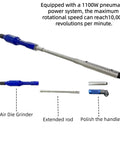 Slick 11.8 Inch Extension Air Die Grinder With 6mm And 12mm Collets For Polishing Deburring And Surface Prep Featuring 10000 Rpm components including air die grinder and extended rod.
