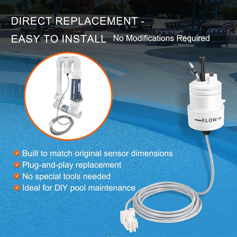 Tri Sensor Replacement For Pool Automation Systems With 12ft Cord 3 In 1 Flow Salt Level Water Temperature by pool edge