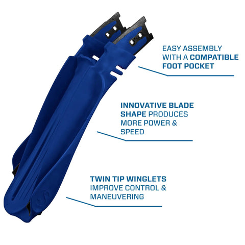 Seawing Supernova Scuba Fin Blade Set With Lock Plates For Diving Includes Boat Bag And Multi Tool Midi Size Blue Auto Adjusting Blade Angle